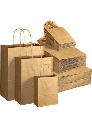 Eco Friendly Brown Paper Gift Bag With Self Adhesive Closure