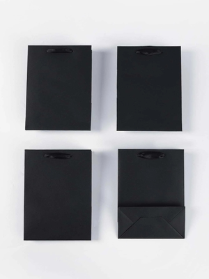 Custom Patterned Black Gift Paper Bag For All Occasions Offset/Flexo Printed