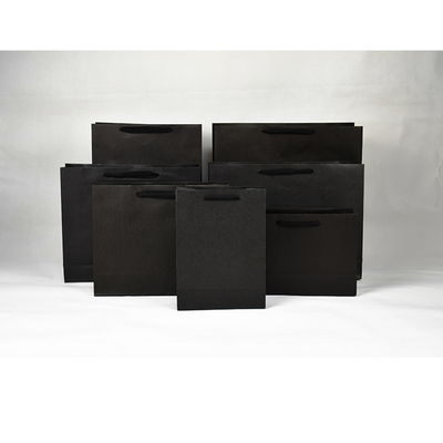 Customizable Luxury Shopping Paper Bag Black Shopping  Bag With Handle