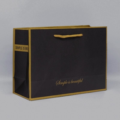 Black Foil And Bump Logo Craft Paper Shopping Bag Reusable Twisted Handle 300g